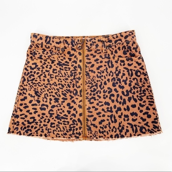 Free People Zip It Up Leopard Print Mini Skirt - Picture 2 of 6